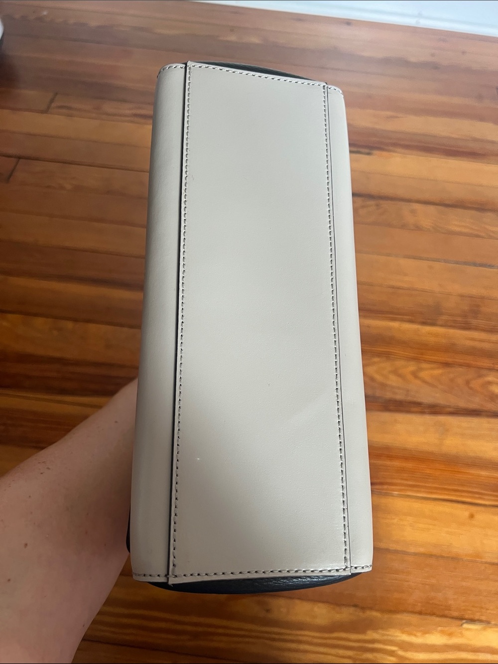 Kate Spade Colorblock Leather Satchel Crossbody Bag Dust Bag - Cream Black Grey - Picture 5 of 9